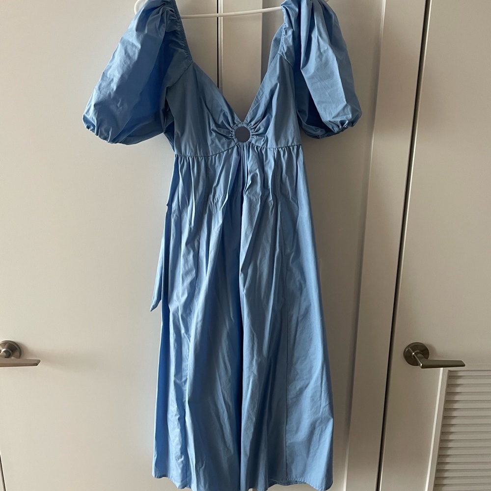 Light blue puff sleeve midi dress from A&F